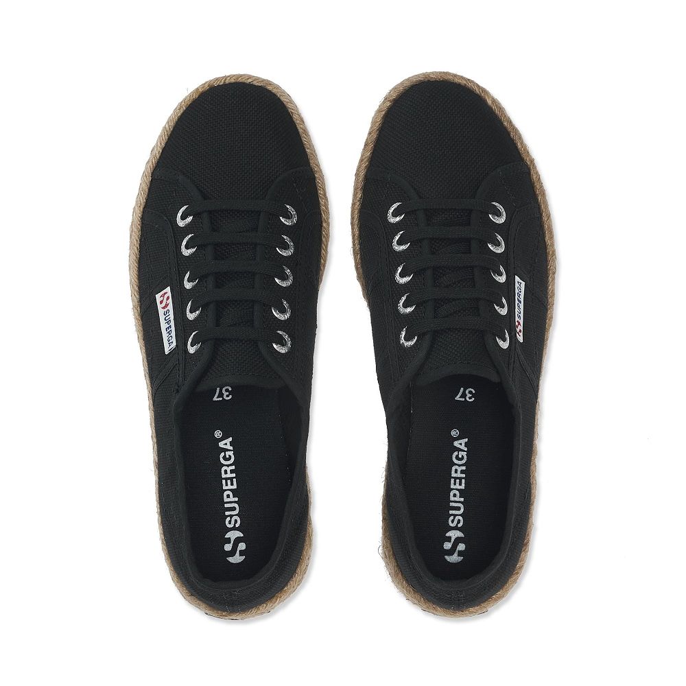 Superga 2730 Rope Black Platform Sneakers - Women's Sneakers USA | US0530732